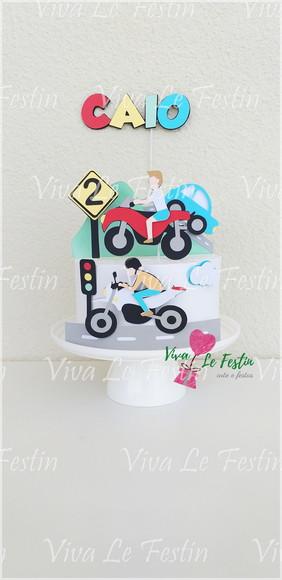 Topo de Bolo Carrinho Moto Quadriciclo em Camada de Papel com Nom