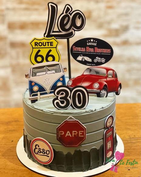 Topo de Bolo Carros Retro Fusca  Kombi com nome e idade