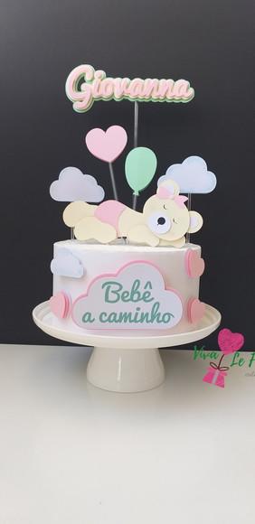 Topo de Bolo - Chá de Bebê - Ursinha