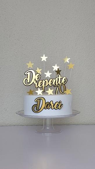 Topo de Bolo - de Repente 70 - com Estrelas