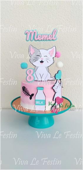 Topo de Bolo Camada de Papel Gatinho Gato Pet com Nome e Idade