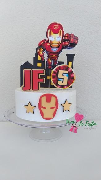 Topo de bolo herois avengers homem de ferro com nome e idade