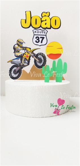 Topo de bolo no tema moto personalizado com nome e idade