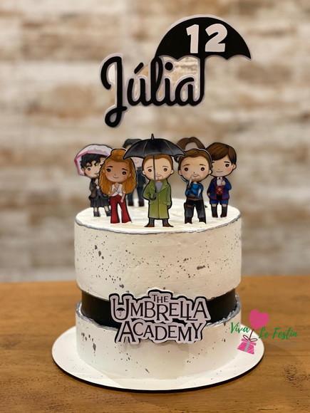 Topo de Bolo The Umbrella Academy personalizado com nome e idade