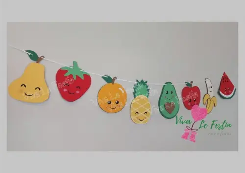 Bandeirola em Camada de Papel Frutas Frutinhas