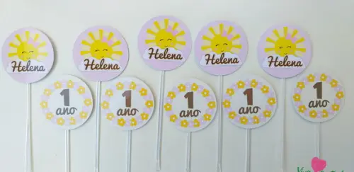Topper Tag Solzinho Primeira Volta ao Sol Personalizado com Nome e Idade