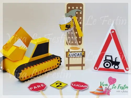 Tag de Docinho - Construção - Placa de sinalização