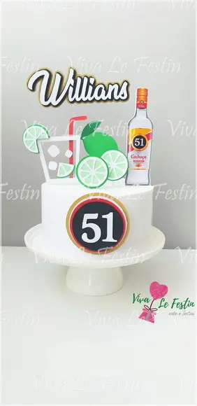 Topo de Bolo - 51 Uma Boa Idade - Cachaça