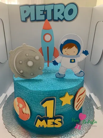 Topo de Bolo - Astronauta Cute