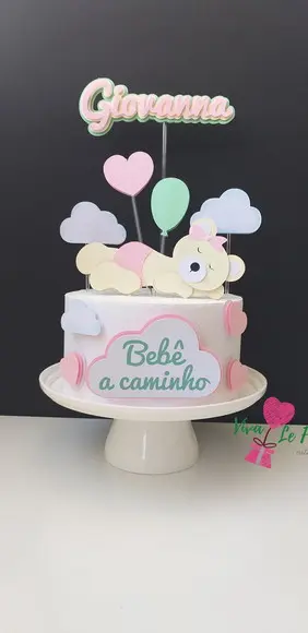 Topo de Bolo - Chá de Bebê - Ursinha