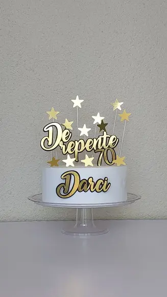 Topo de Bolo - de Repente 70 - com Estrelas