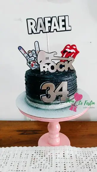Topo de bolo bandas de rock, rock and roll com nome e idade