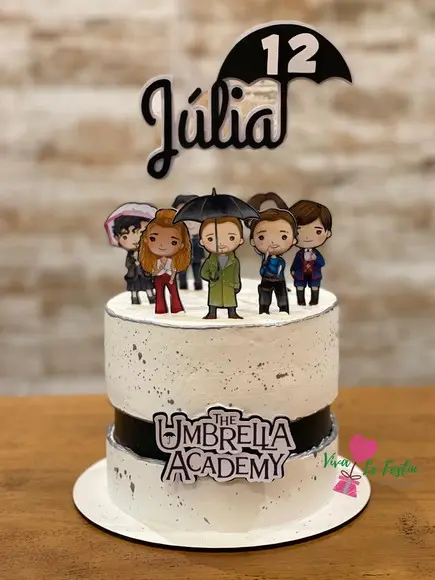 Topo de Bolo The Umbrella Academy personalizado com nome e idade