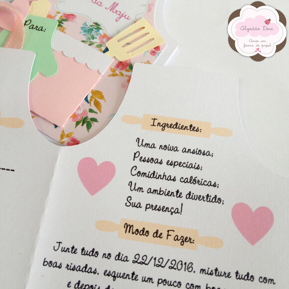 Convite Chá de Cozinha Avental floral
