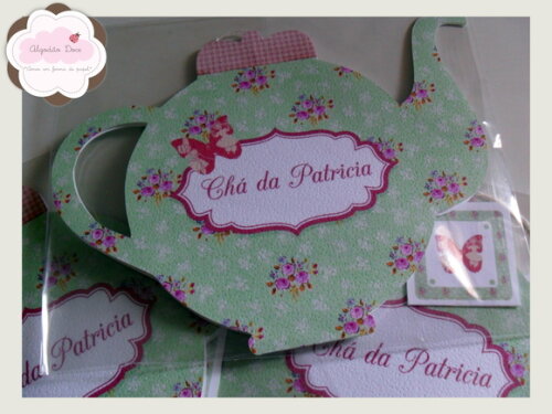 Convite Chá de Cozinha floral verde e rosa
