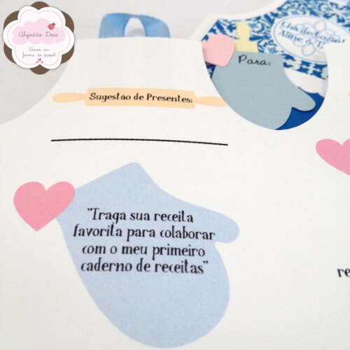 Convite Chá de Cozinha Avental azulejo azul e branco