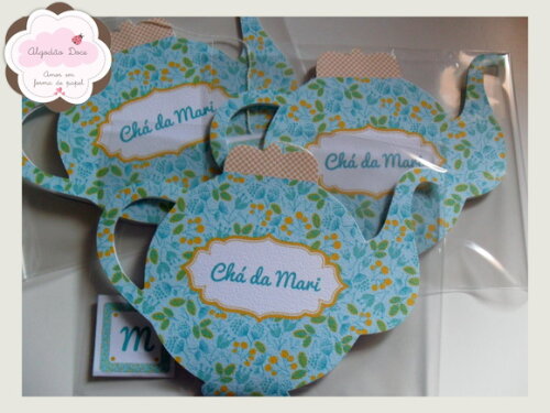 Convite Chá de Cozinha floral azul e amarelo