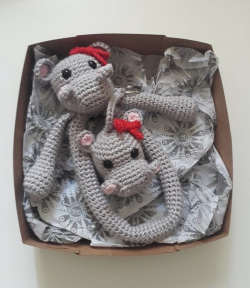 Kit naninha, chaveiro, chocalho amigurumi