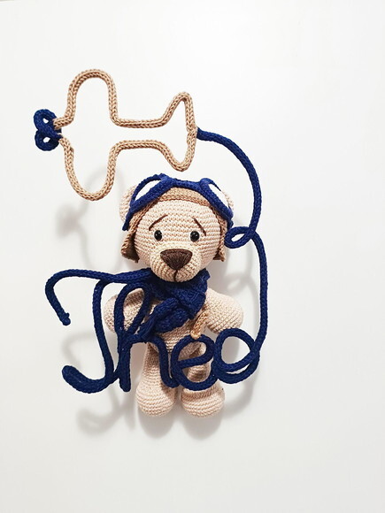 Porta Maternidade Ursinho Aviador em Amigurumi