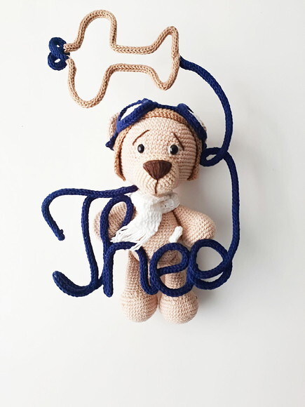 Porta Maternidade Ursinho Aviador em Amigurumi