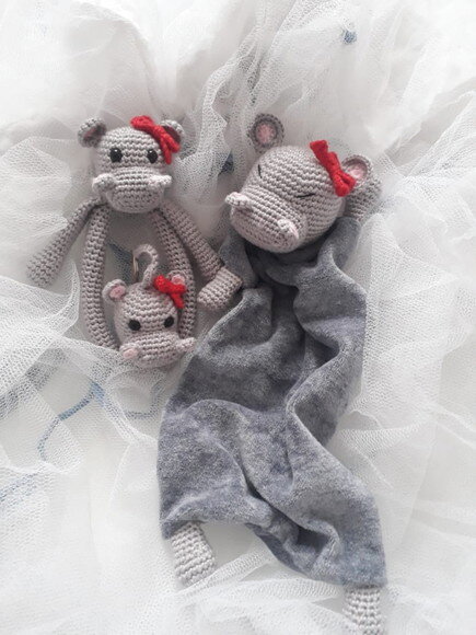 Kit naninha, chaveiro, chocalho amigurumi