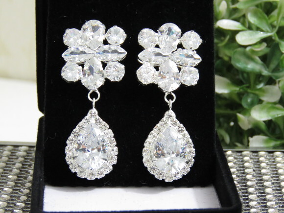 Brinco de gota de Zircônia para noiva