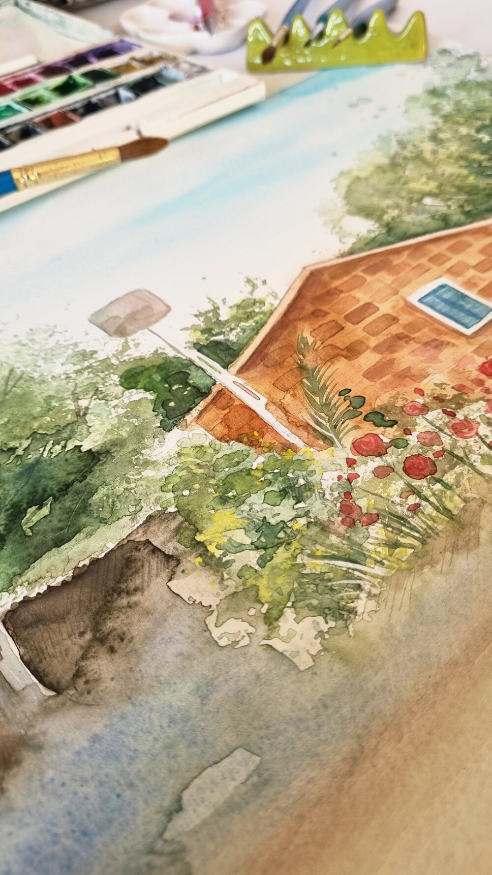 Pintura em aquarela para convite de casamento