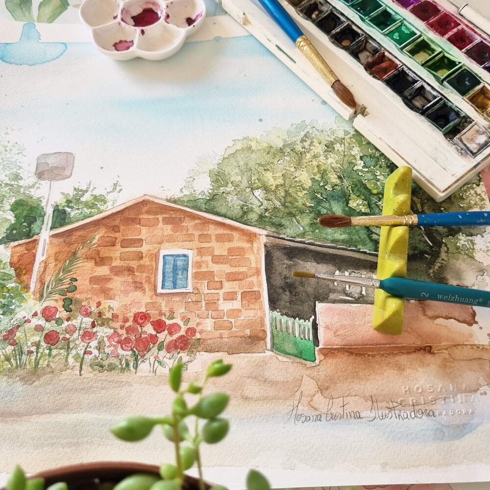 Pintura em aquarela para convite de casamento