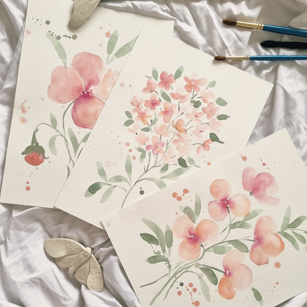 Trio Maternidade- Pintura em Aquarela