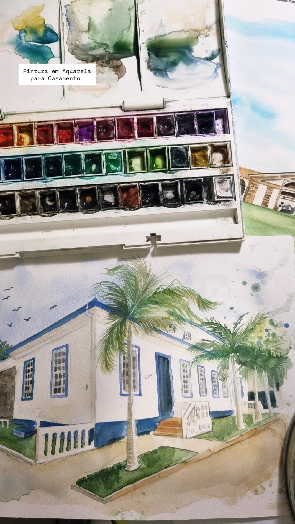 Pintura em aquarela para convite