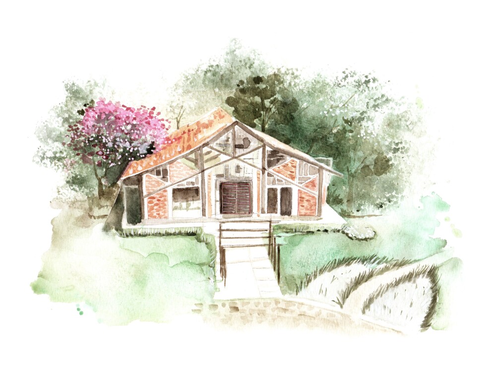Pintura em aquarela para convite de casamento