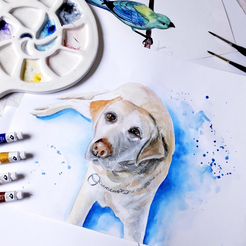 PINTURA EM AQUARELA realista de pet