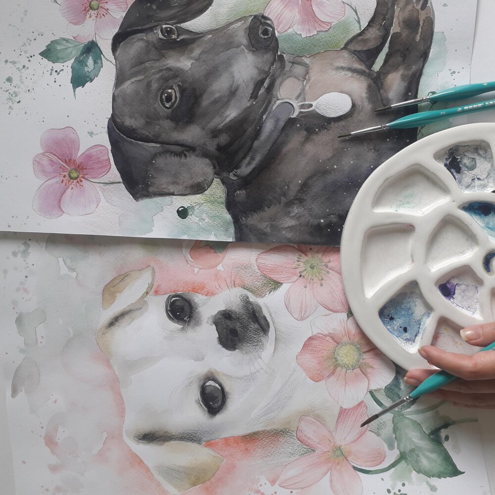 PINTURA EM AQUARELA realista de pet