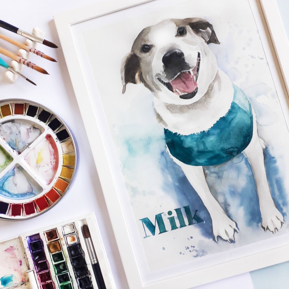 PINTURA EM AQUARELA realista de pet