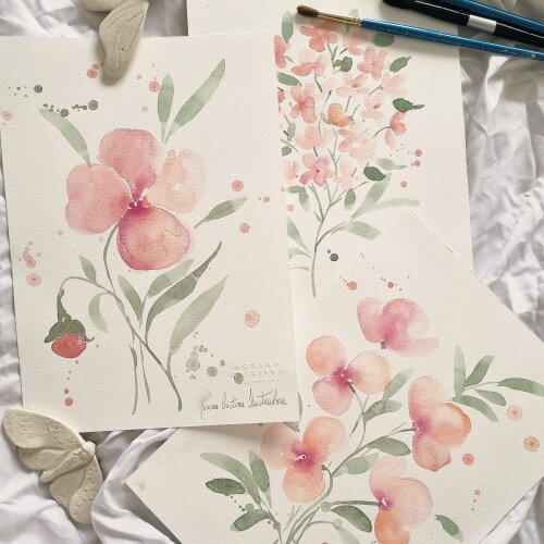 Trio Maternidade- Pintura em Aquarela