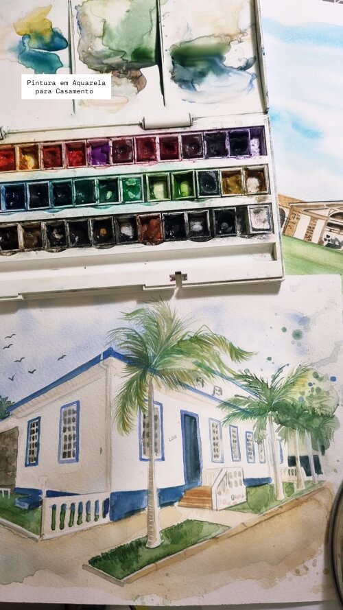 Pintura em aquarela para convite