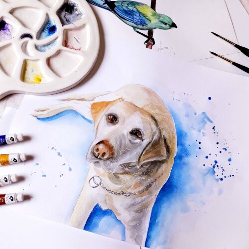 PINTURA EM AQUARELA realista de pet