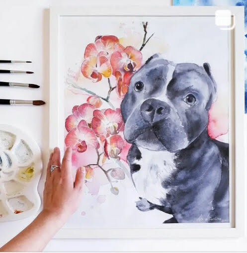 PINTURA EM AQUARELA realista de pet