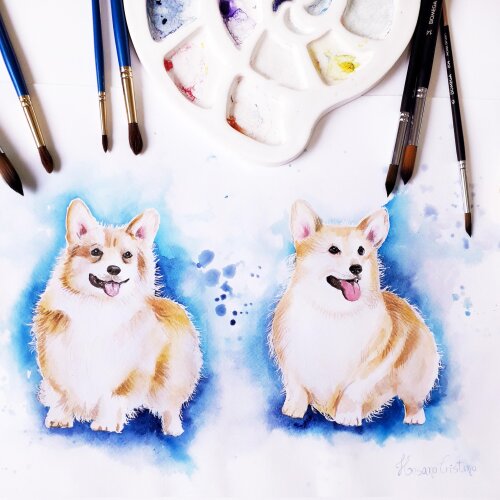 PINTURA EM AQUARELA realista de pet