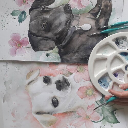 PINTURA EM AQUARELA realista de pet
