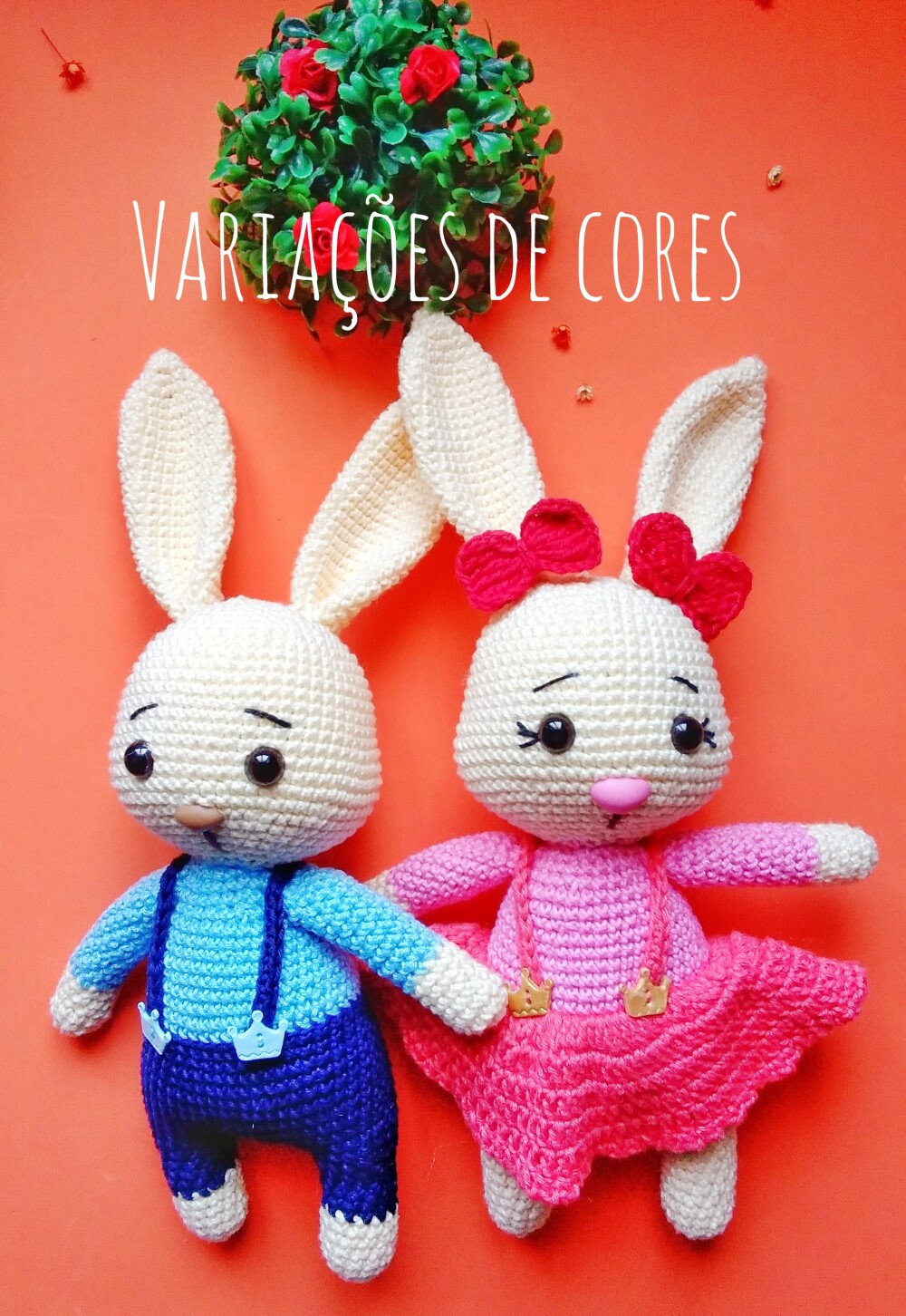 Kit casal de coelhinhos de amigurumi