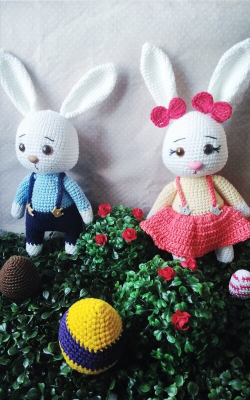 Kit casal de coelhinhos de amigurumi