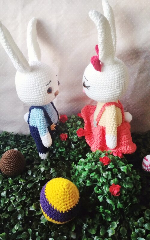 Kit casal de coelhinhos de amigurumi