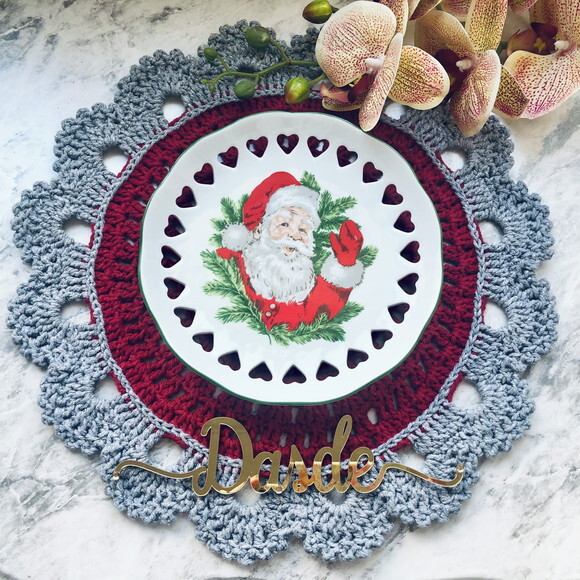 Americano Crochê Natal com Brilho / Sousplat - Par