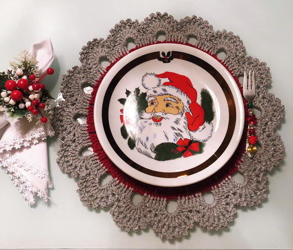 Americano Crochê Natal com Brilho / Sousplat - Par