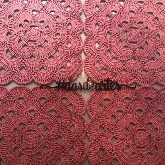 Sousplat Americano Croche Quadrado Rosa Antigo - Par