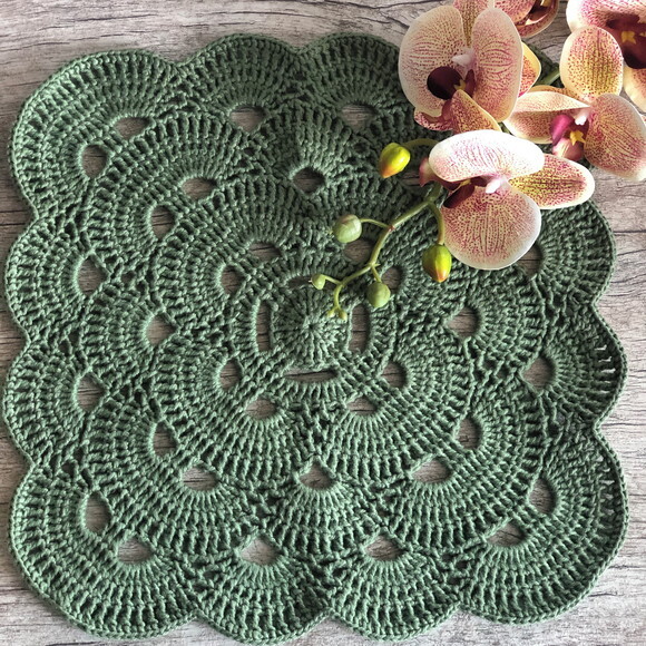 Sousplat Americano Croche Quadrado Verde Militar - Par