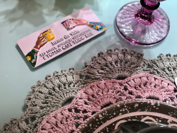 Americano Croche Renda Guipir Cinza & Rosa - *par*