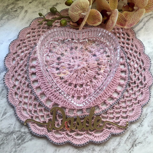 Americano Crochê Renda Rosa Souspalt - Par
