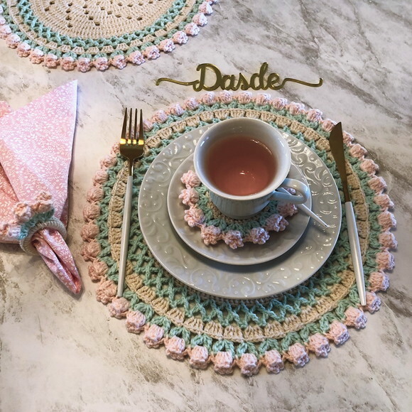 Sousplat Americano Croche Tulipa Candy Color
